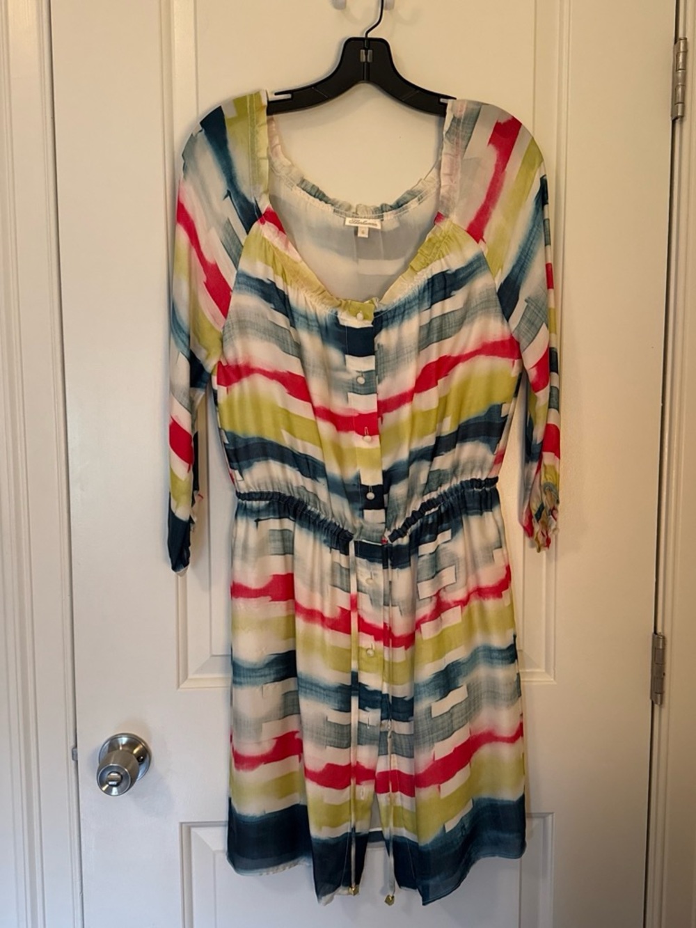 Lightweight Striped Button-Front Dress in Multi